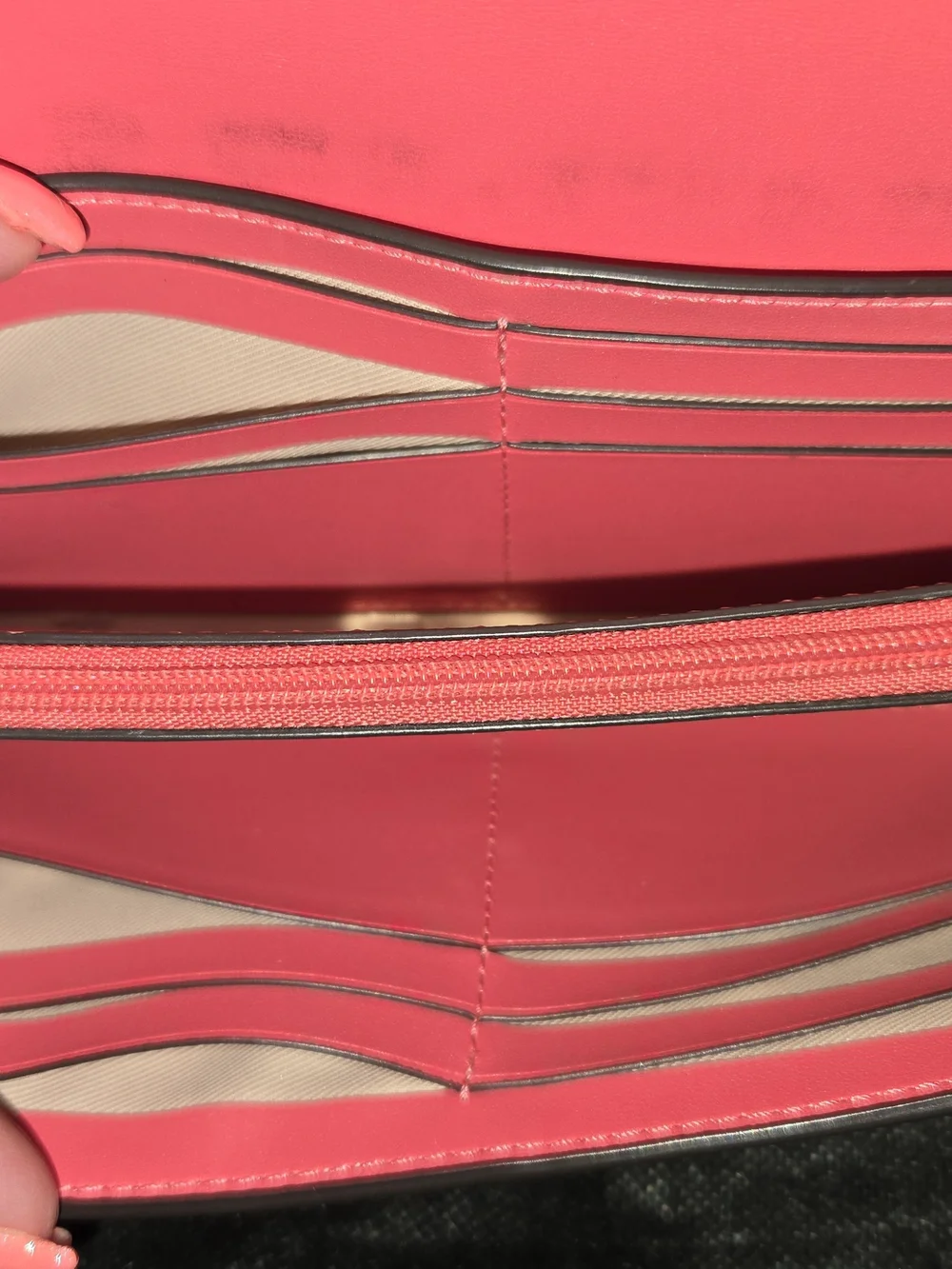 Kate Spade Marti Large Slim Flap Wallet Pebbled Leather Pink Coral K6402